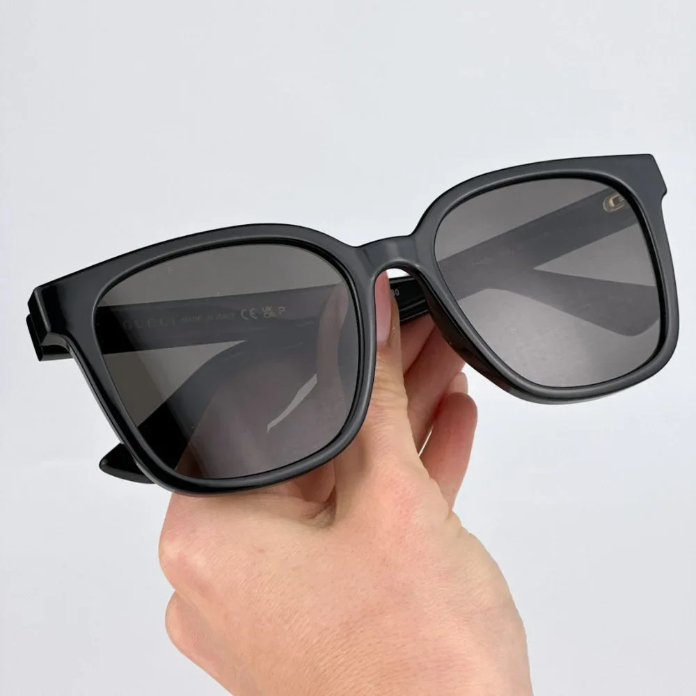 Gucci GG1346SK 002 BRAND NEW Sunglasses Black Brown Polarized Square Unisex